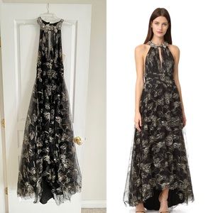 Marchesa notte black embroidered gown 0 Christmas ball party